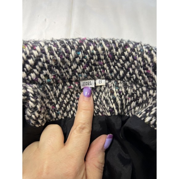 Vintage 80s British Lion Wool Trench Coat Black/White Womens Size 8 Herringbone - Picture 11 of 16